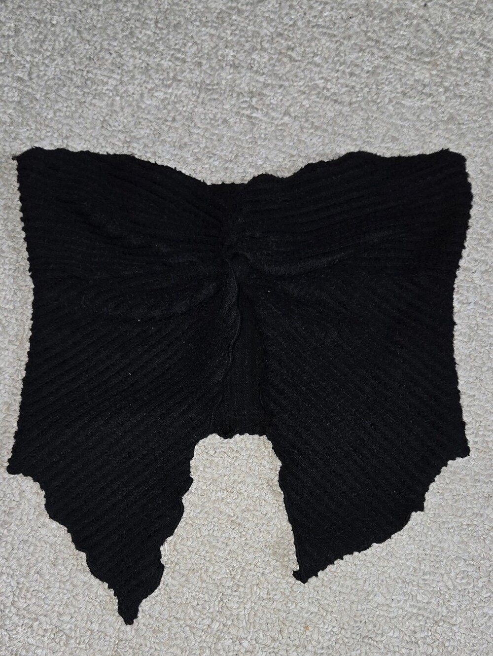 Black Ribbed Knit Twist-Front Crop Tube Top